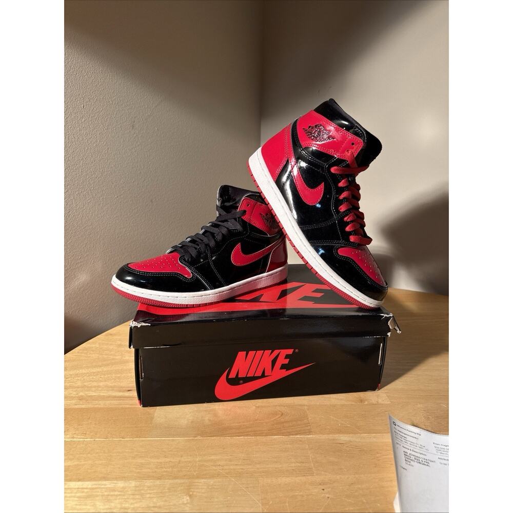 Nike Air Jordan 1 Retro High OG Patent Bred High Top Black/Red 555088-063 OG BOX - Picture 2 of 10
